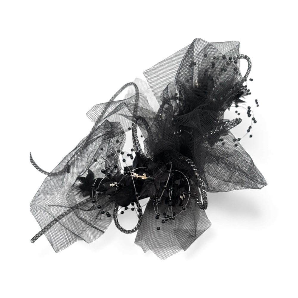 Elegant Black Mesh Hair Fascinator Accessory - Picture 8 of 9